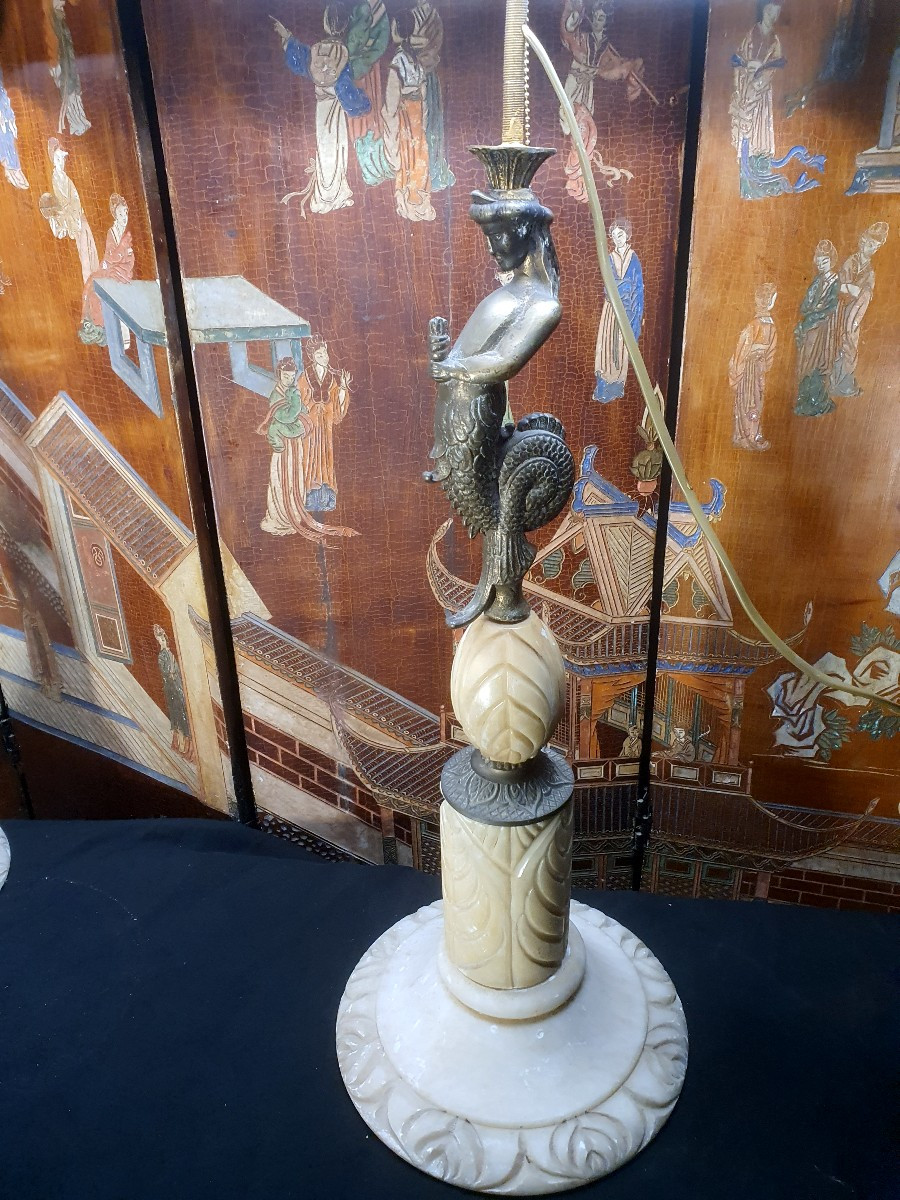 Paire de lampes vintage bronze. -photo-2