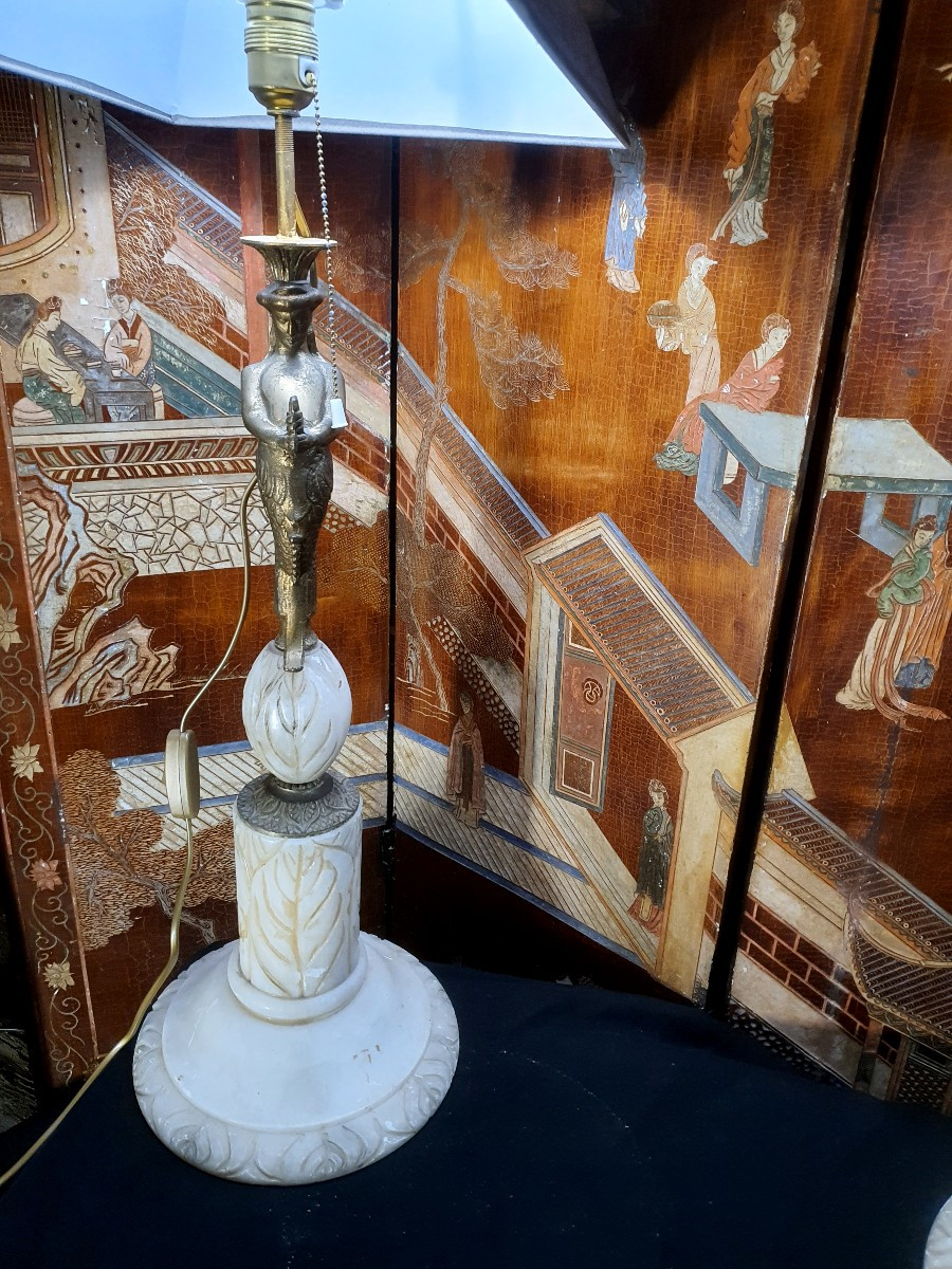 Paire de lampes vintage bronze. -photo-3