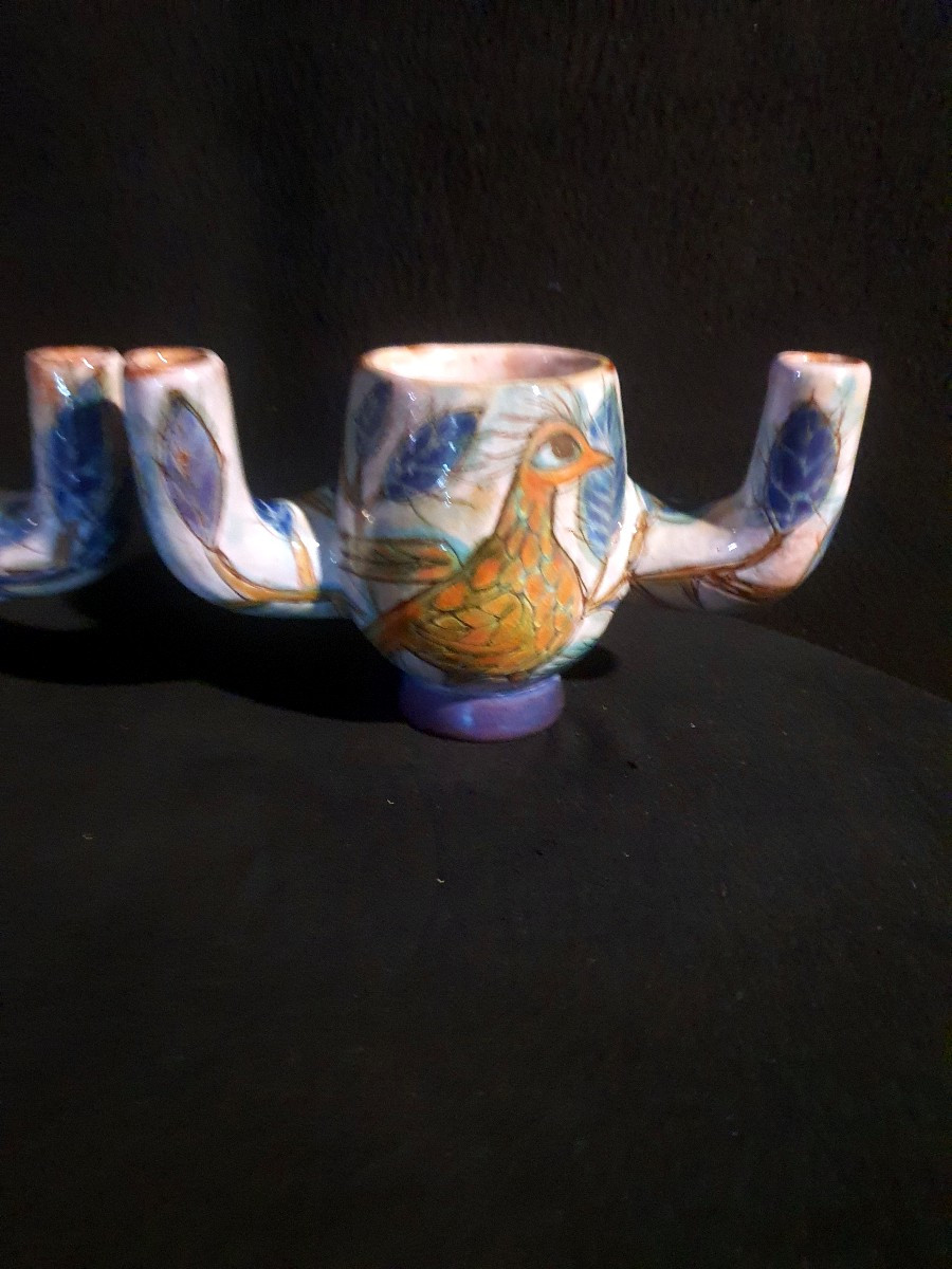 Paire de bouquetières faiences de Vallauris. -photo-7