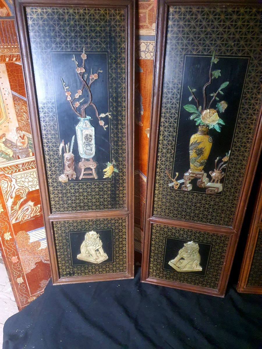 Set Of Lacquered Chinese Panels. -photo-4
