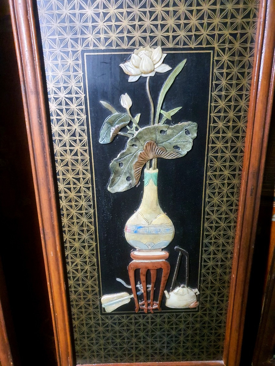 Set Of Lacquered Chinese Panels. -photo-2