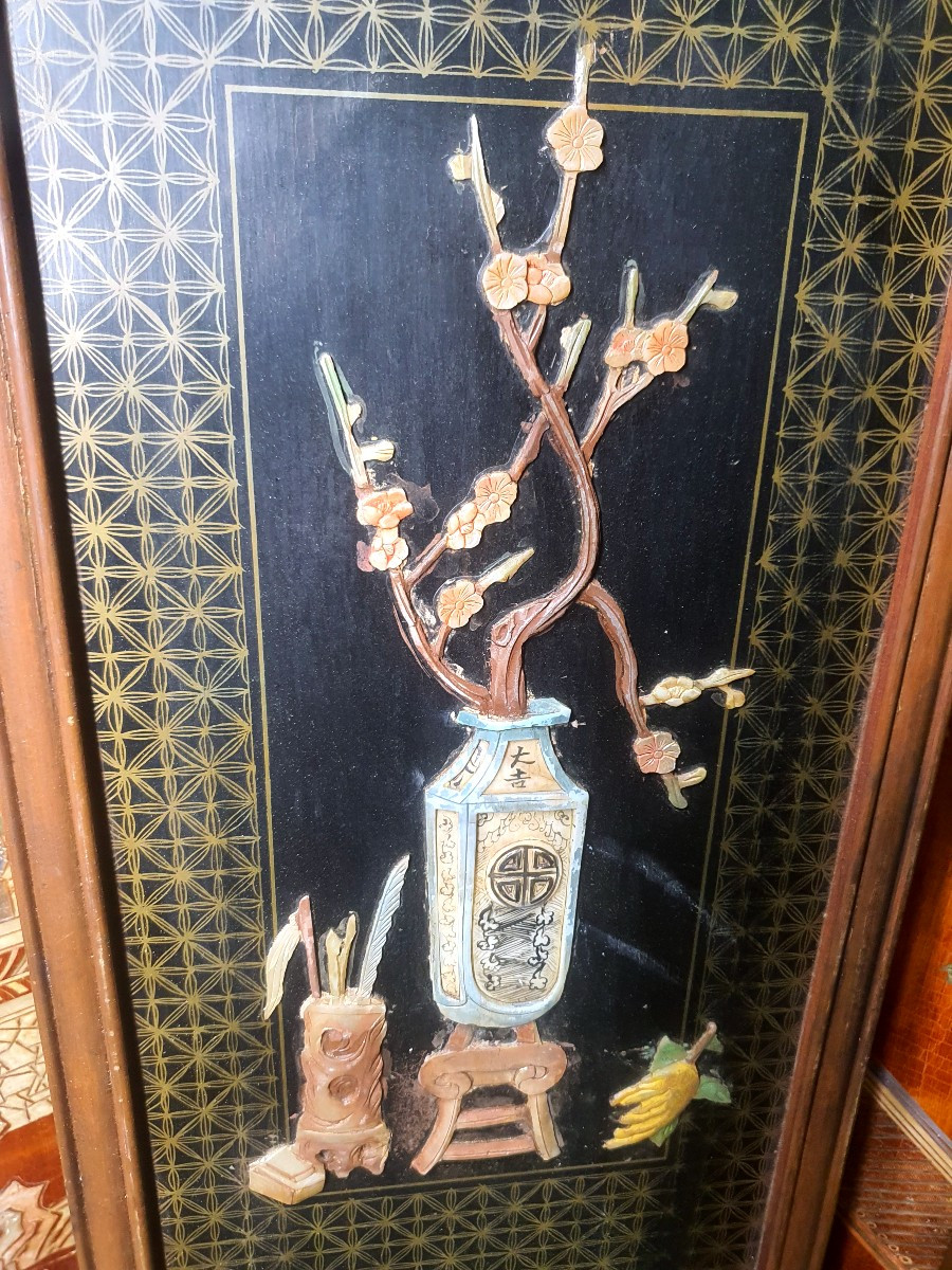 Set Of Lacquered Chinese Panels. -photo-3