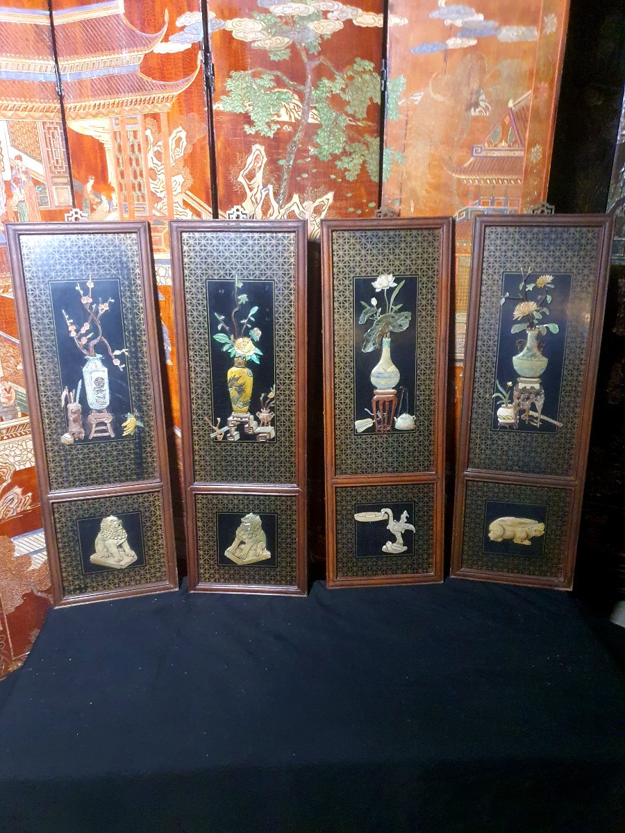 Set Of Lacquered Chinese Panels. 