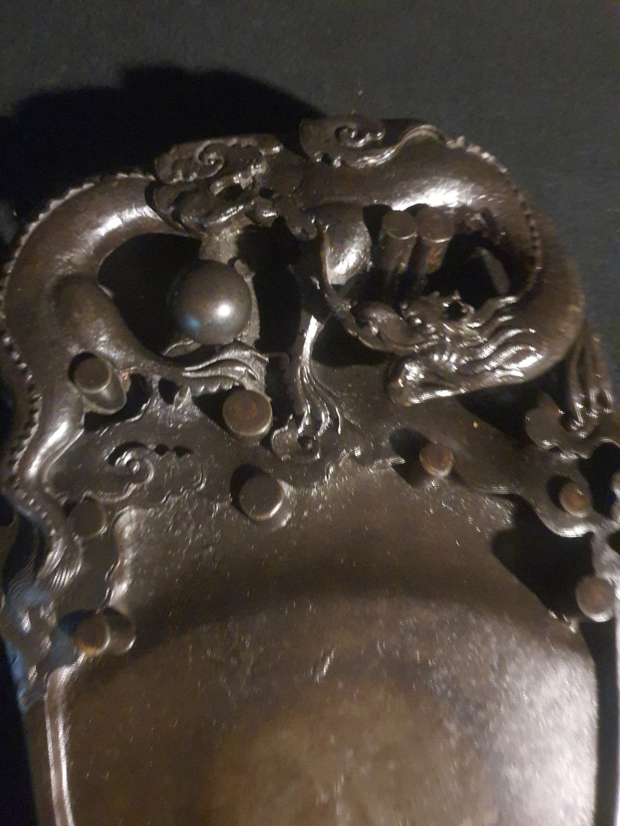 Pierre à encre Chine dragon et perle.-photo-2