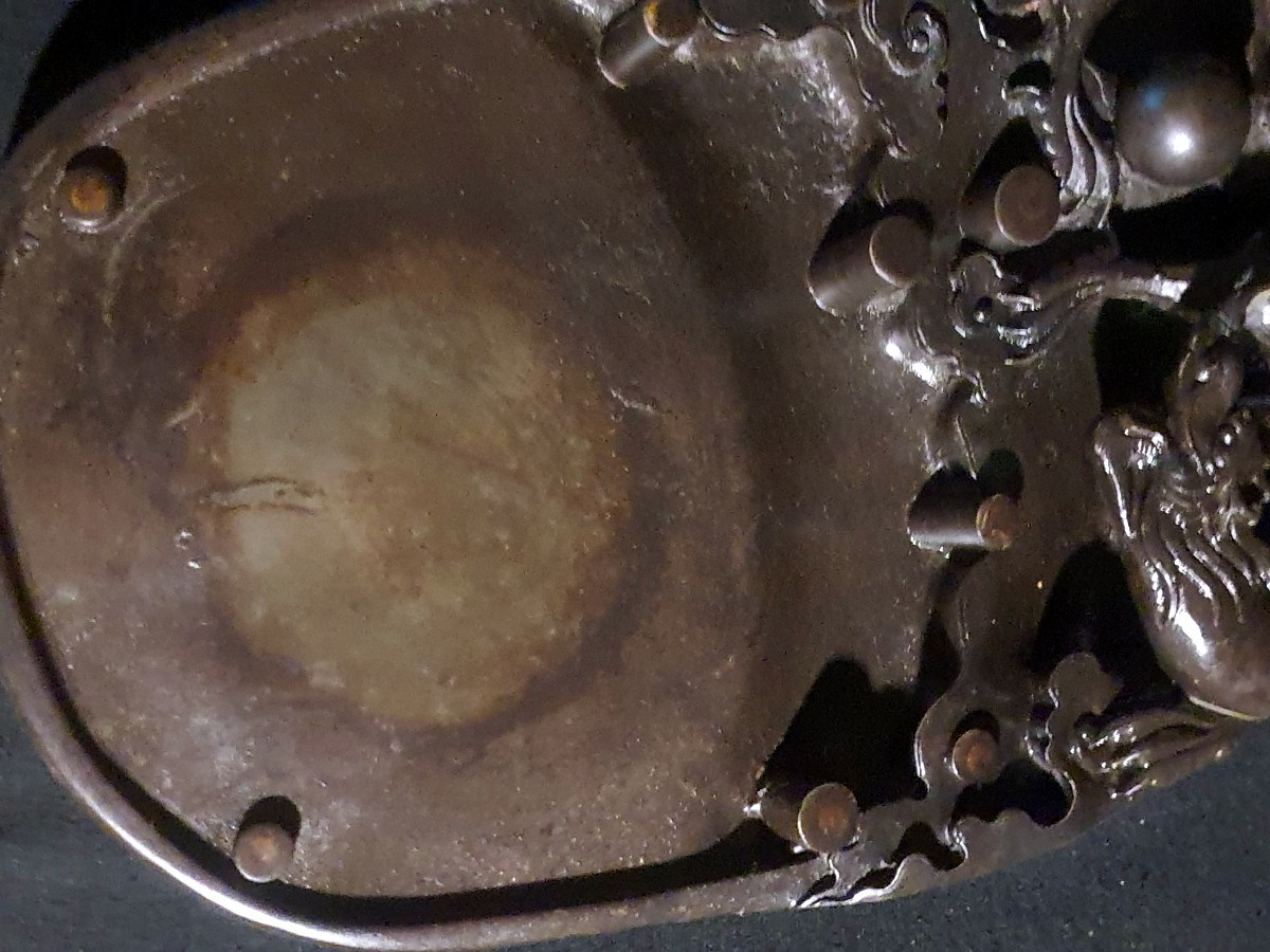 Pierre à encre Chine dragon et perle.-photo-1