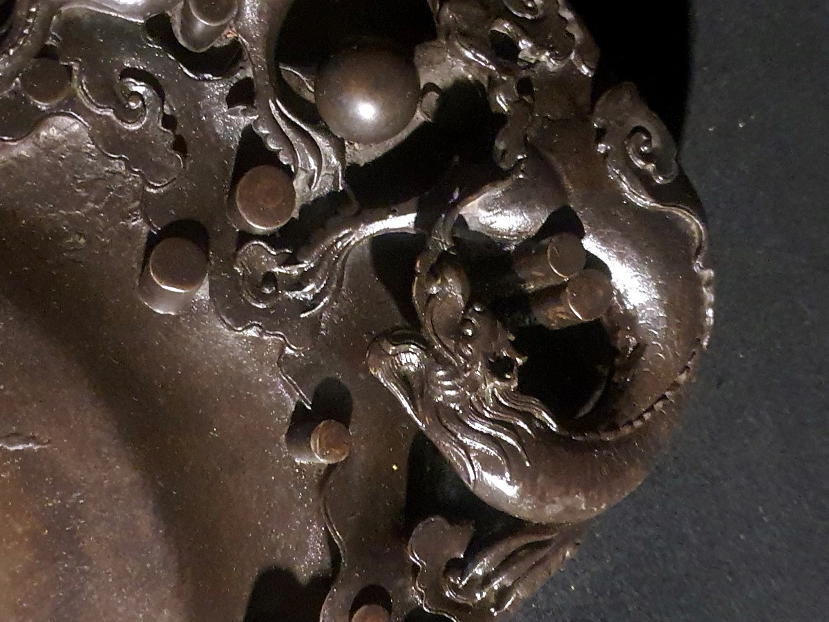 Pierre à encre Chine dragon et perle.-photo-2