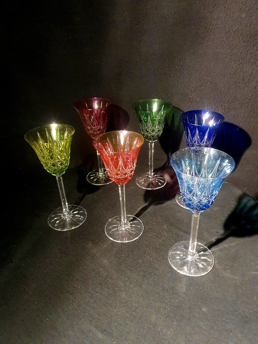Set Of Six Saint Louis Crystal Glasses.-photo-2