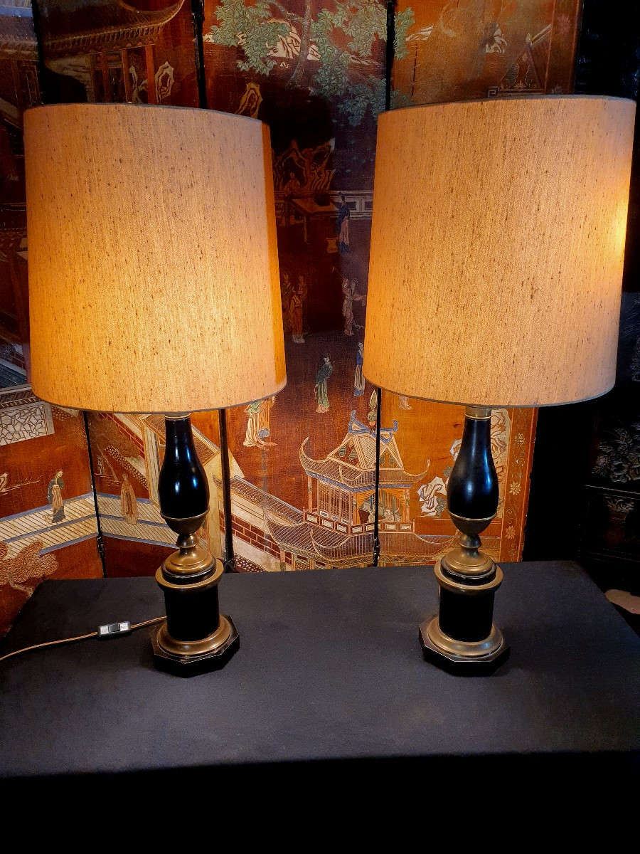 Paire de grandes lampes néoclassiques.-photo-3