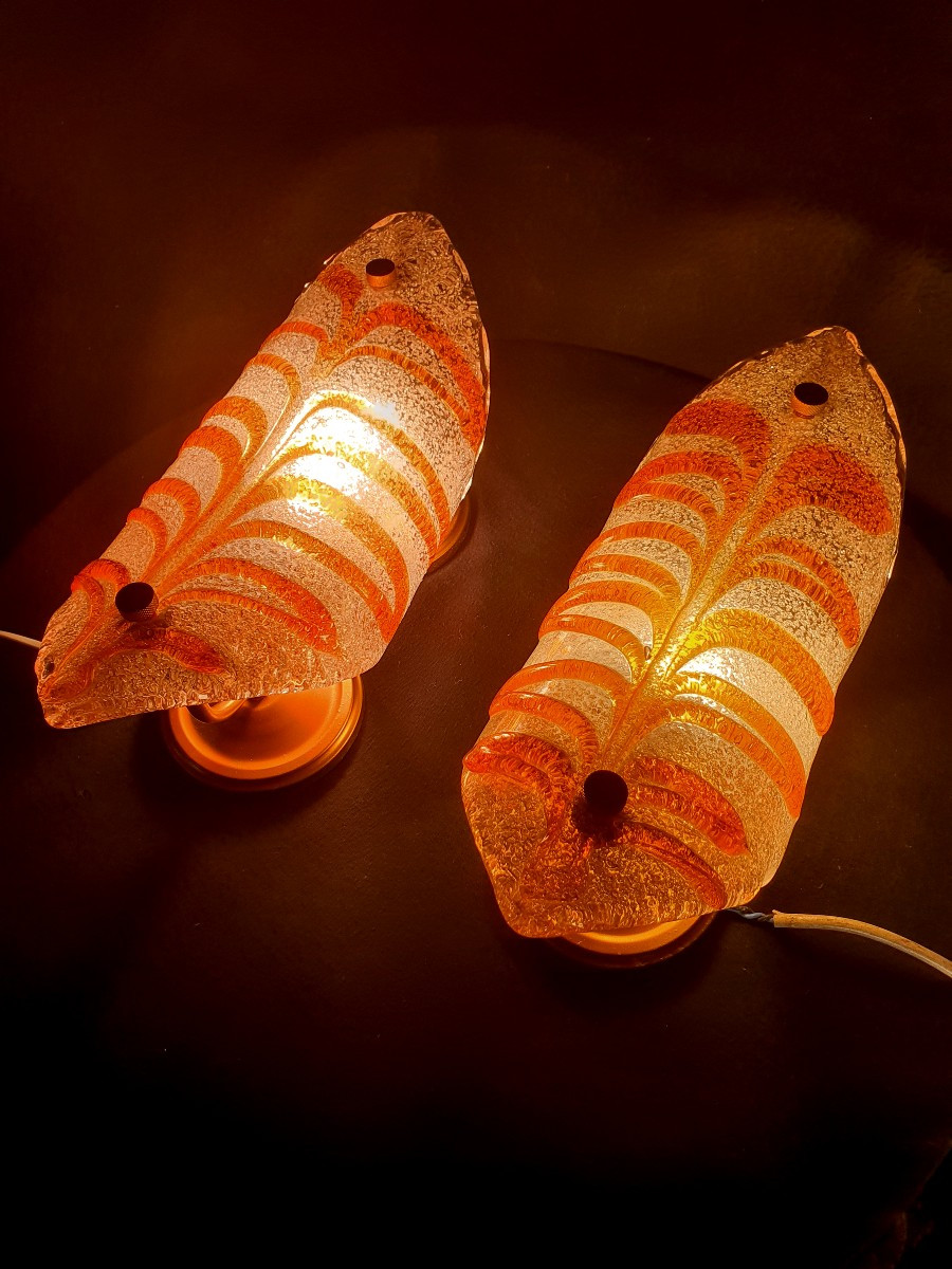 Pair Of Vintage Murano Glass Wall Sconces -photo-3