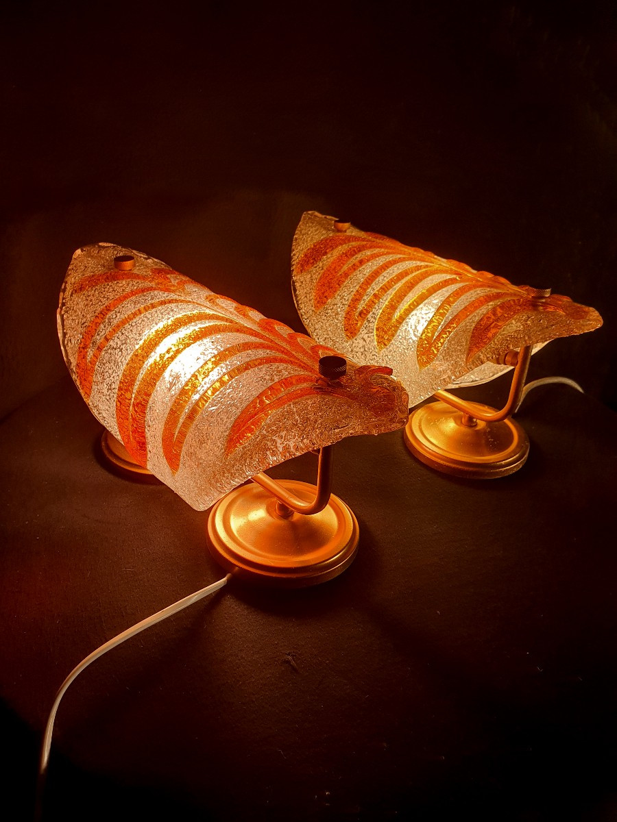 Pair Of Vintage Murano Glass Wall Sconces -photo-1