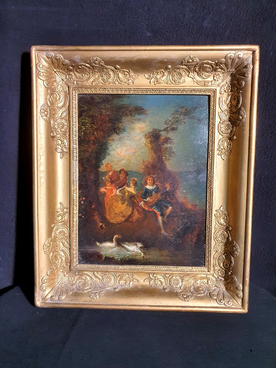 18th Century Painting By The Watteau School.-photo-2