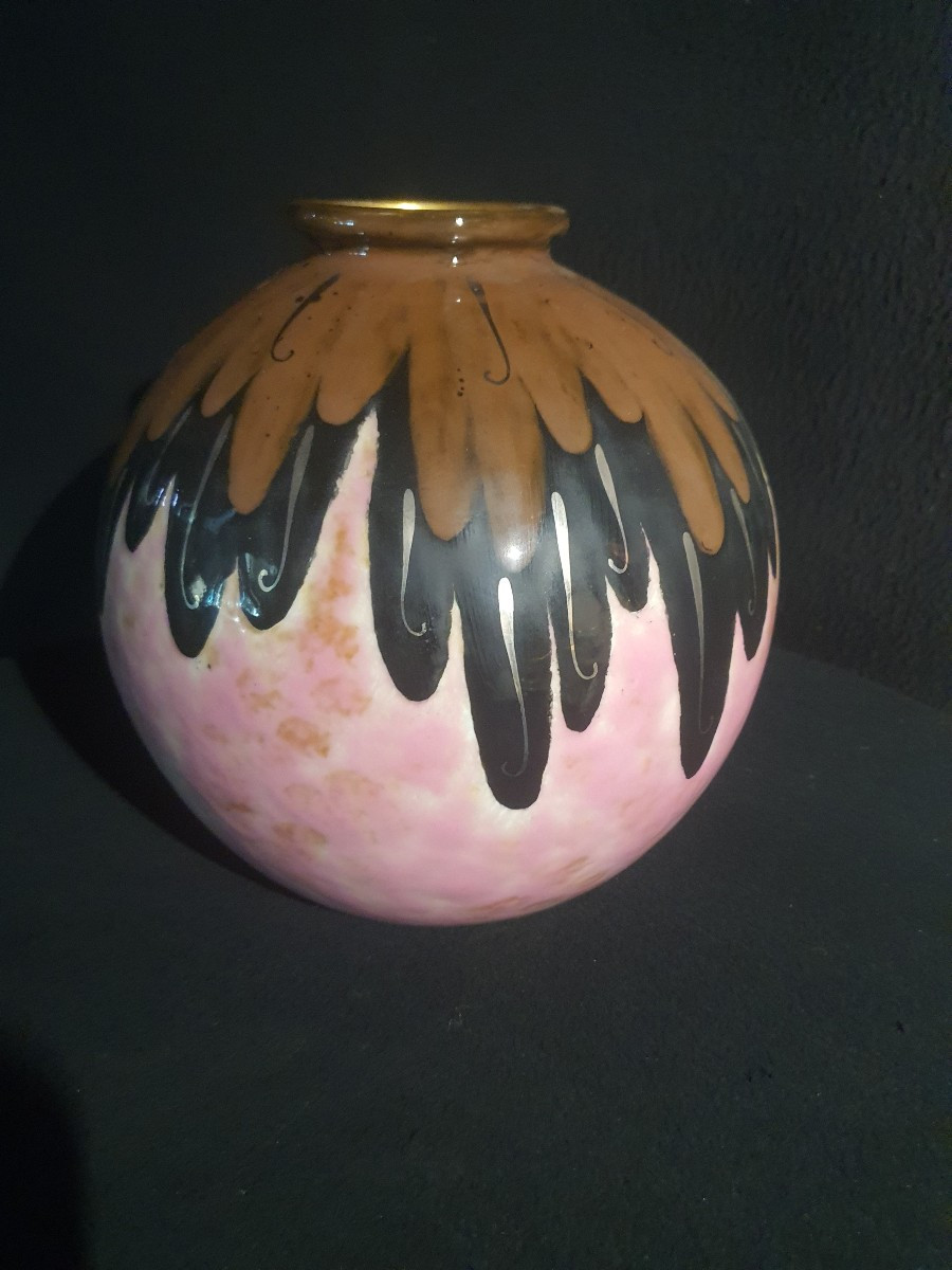 Large Limoges Camille Tharaud Art Deco Porcelain Vase.-photo-2