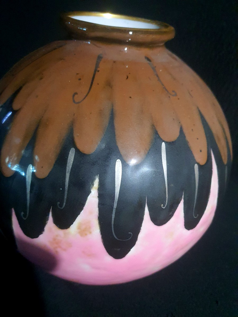 Large Limoges Camille Tharaud Art Deco Porcelain Vase.-photo-1