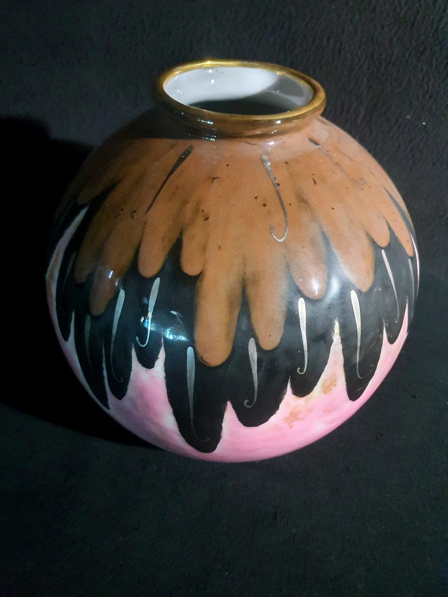 Large Limoges Camille Tharaud Art Deco Porcelain Vase.-photo-2