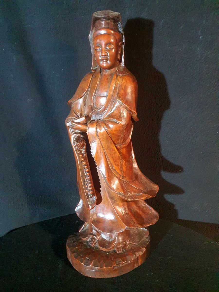 Wood Carving China Guanyin XIX Century.-photo-2