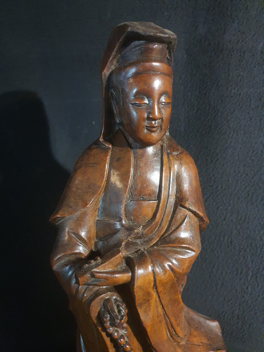 Wood Carving China Guanyin XIX Century.-photo-1