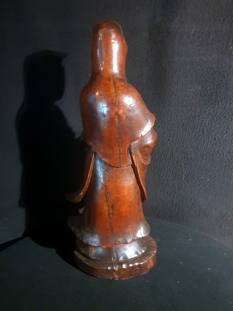 Wood Carving China Guanyin XIX Century.-photo-3