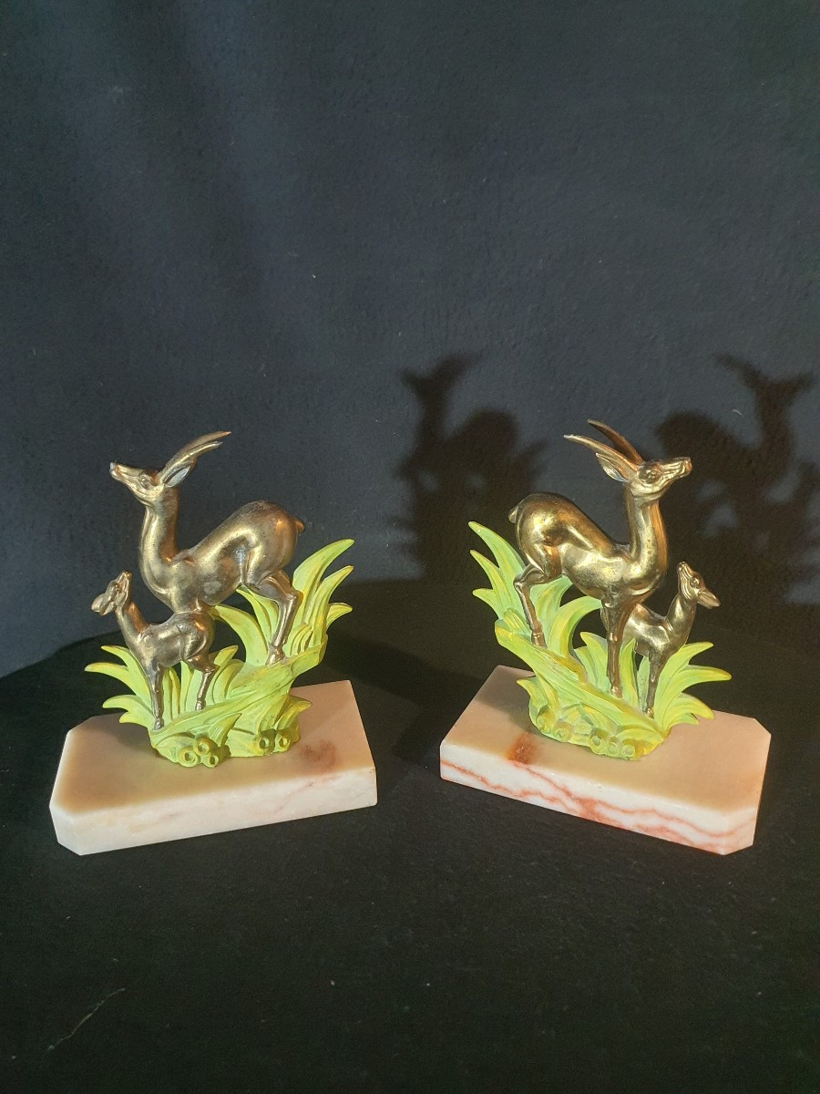 Paire de serres livres bronze art déco, animaliers. 