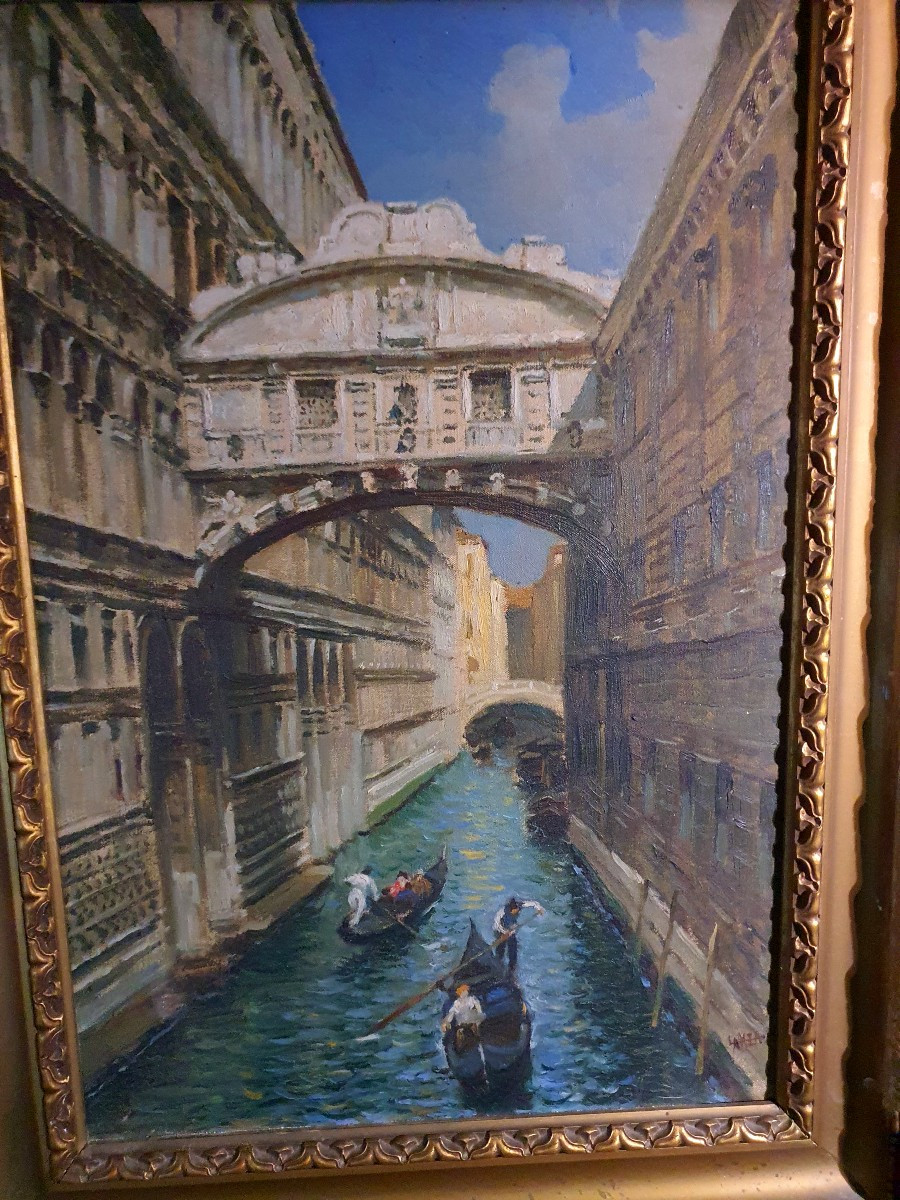 Tableau Venise ,pont des soupirs Luigi Lanza.-photo-2