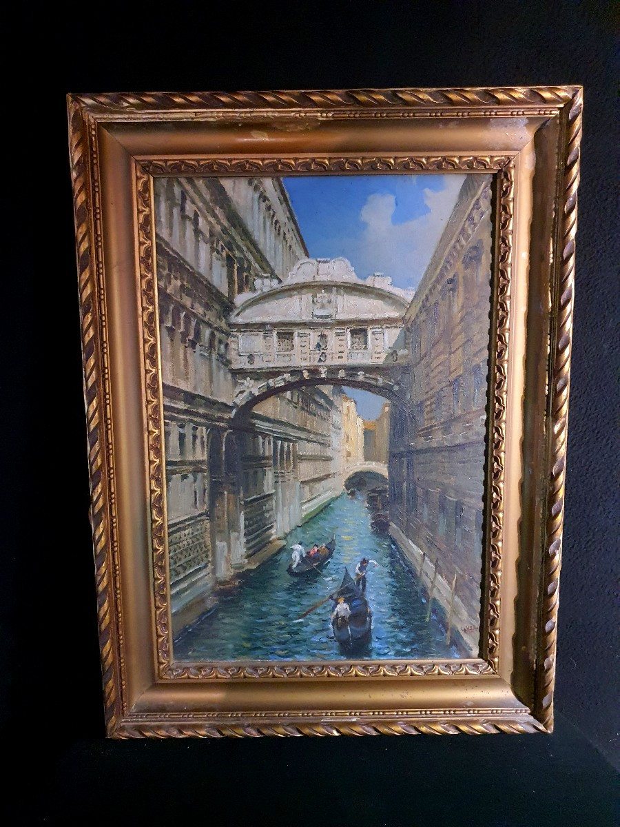 Tableau Venise ,pont des soupirs Luigi Lanza.