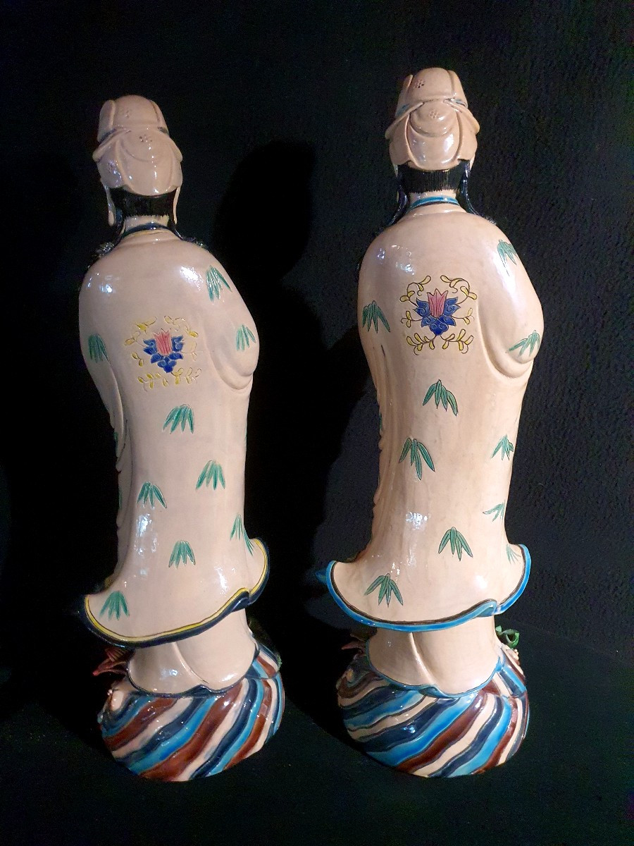 Paire de sculptures Guanyin, Chine.-photo-2