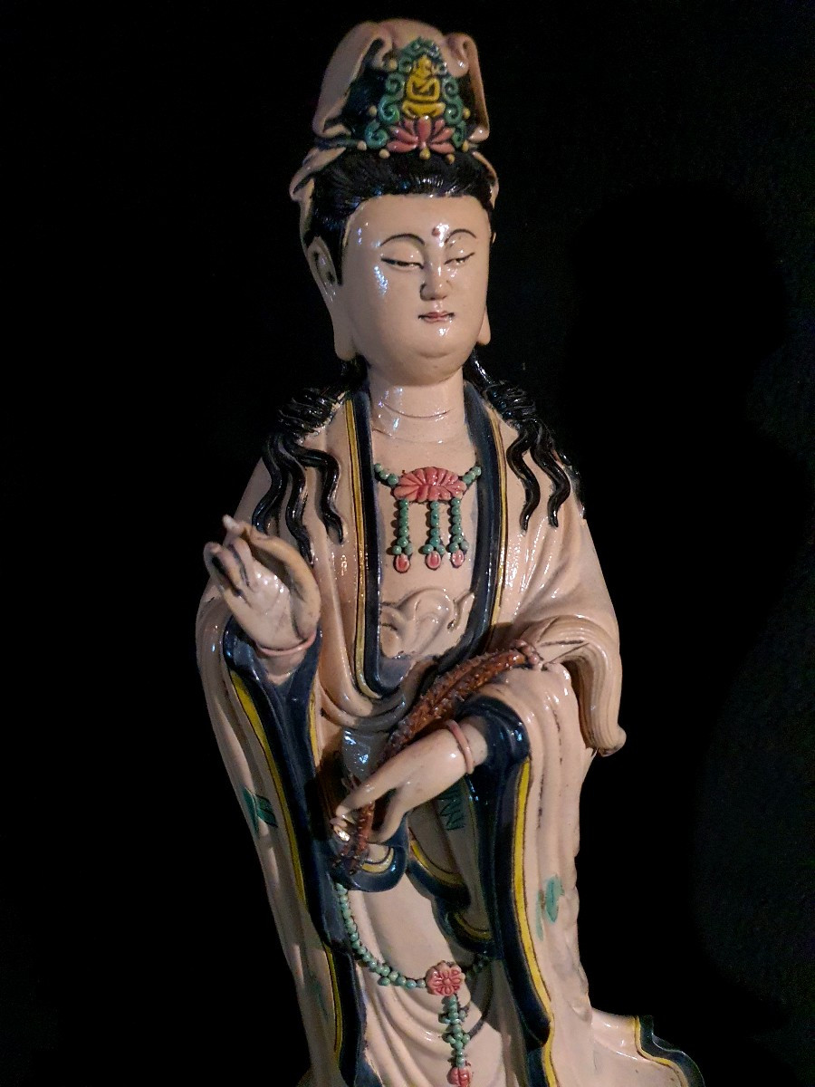 Paire de sculptures Guanyin, Chine.-photo-3