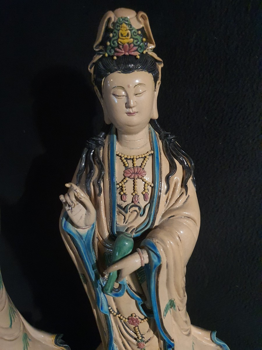 Paire de sculptures Guanyin, Chine.-photo-6