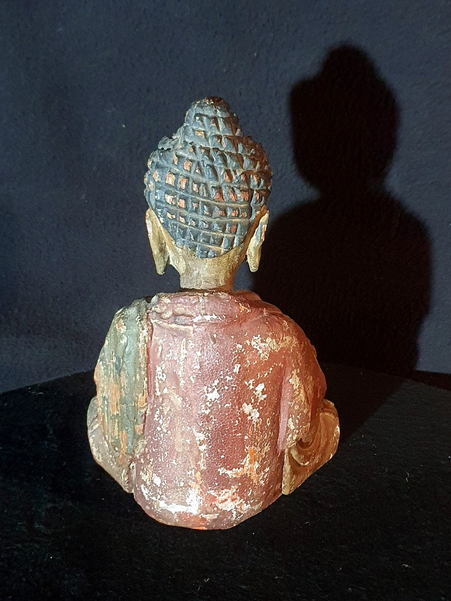 Sculpture China Buddha Wood Qing Dynasty.-photo-4