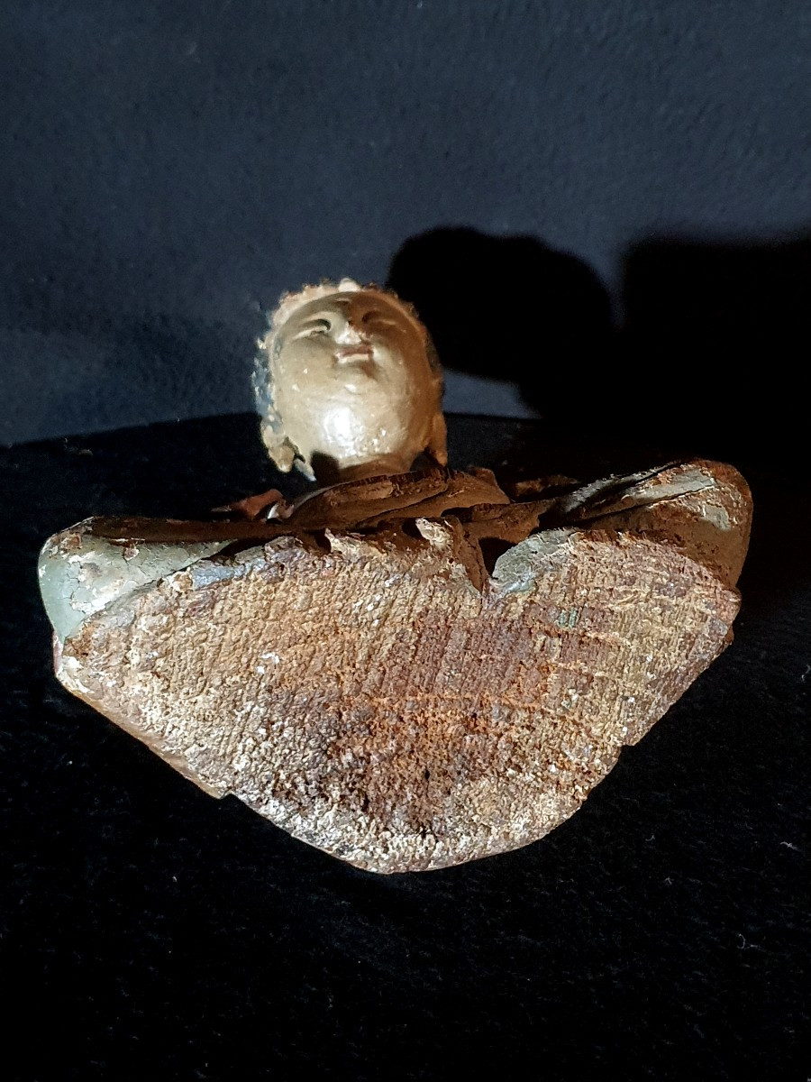 Sculpture China Buddha Wood Qing Dynasty.-photo-4