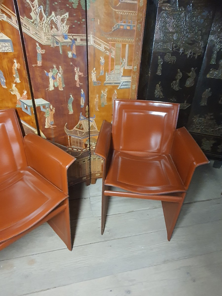 Paire de fauteuils cuir Tito Agneli années 70.-photo-4