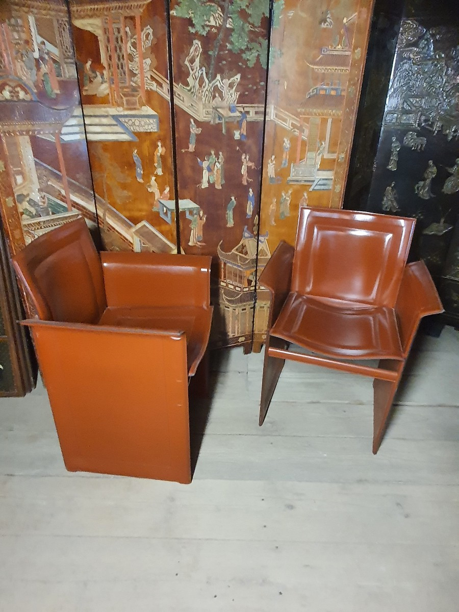Paire de fauteuils cuir Tito Agneli années 70.-photo-4