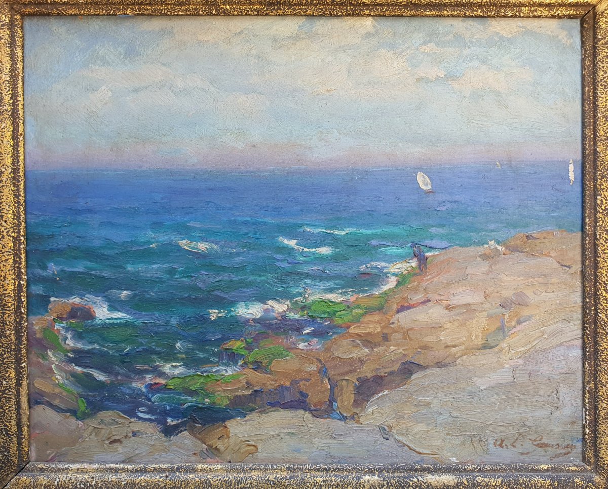 Marine Painting, Marseille, Adolphe Louis Gaussen.-photo-2