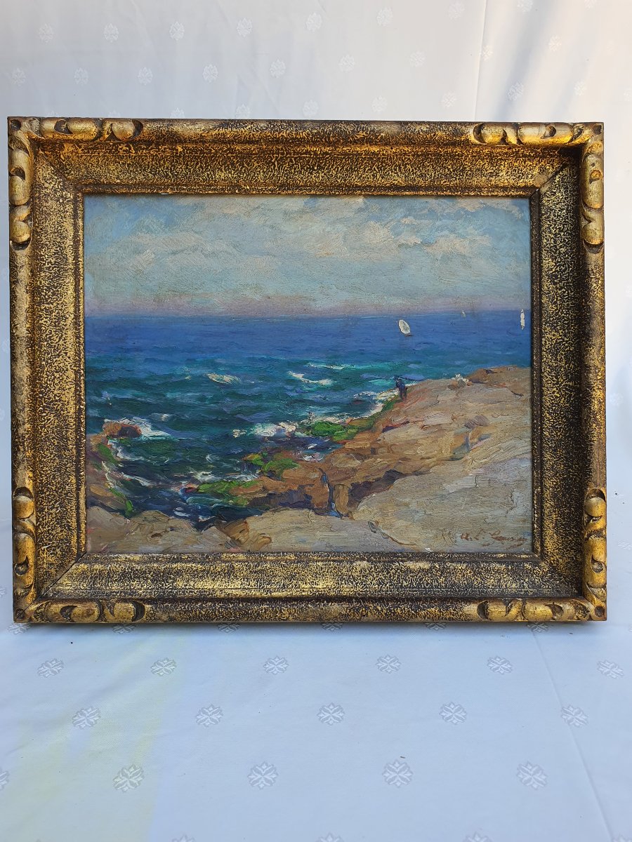 Marine Painting, Marseille, Adolphe Louis Gaussen.-photo-5