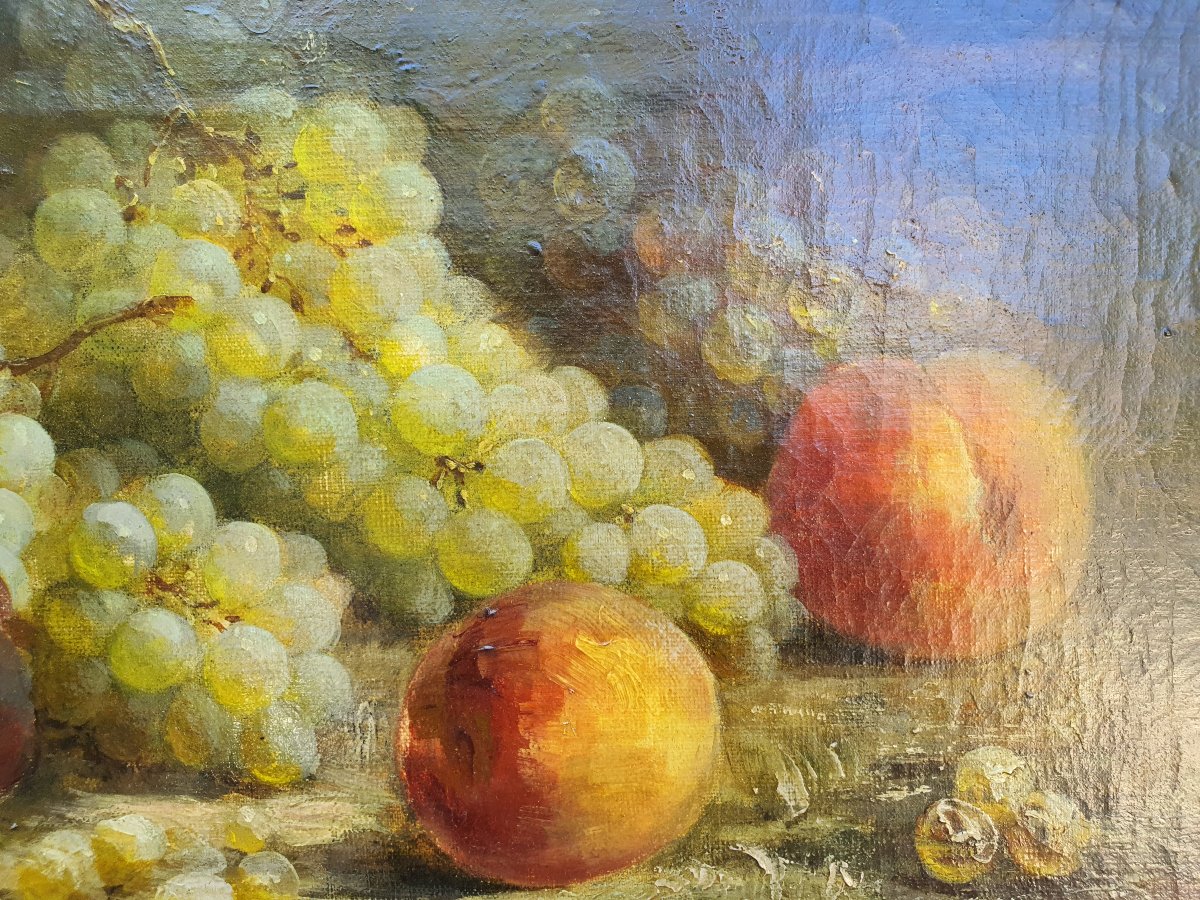 Tableau nature morte aux raisins  XIX siècle. -photo-4