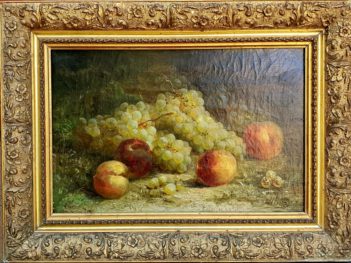 Tableau nature morte aux raisins  XIX siècle. 