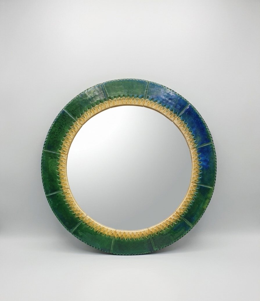 Grand miroir céramique années 50.