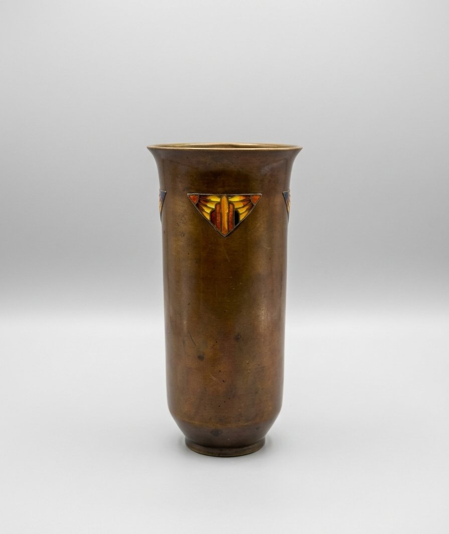 Vase dinanderie art déco, Paul Mergier série Évolution.-photo-3