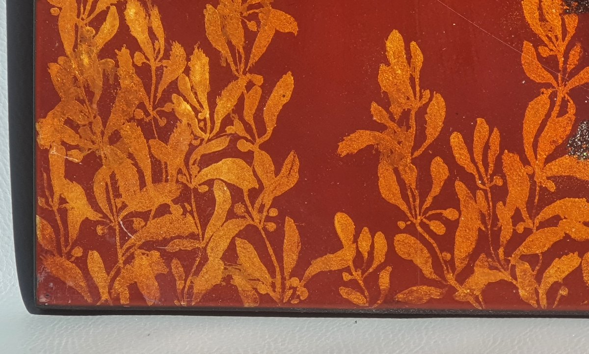 Aquarium Scene, Fish, Lacquered Panel From Vietnam, Indochina. -photo-3
