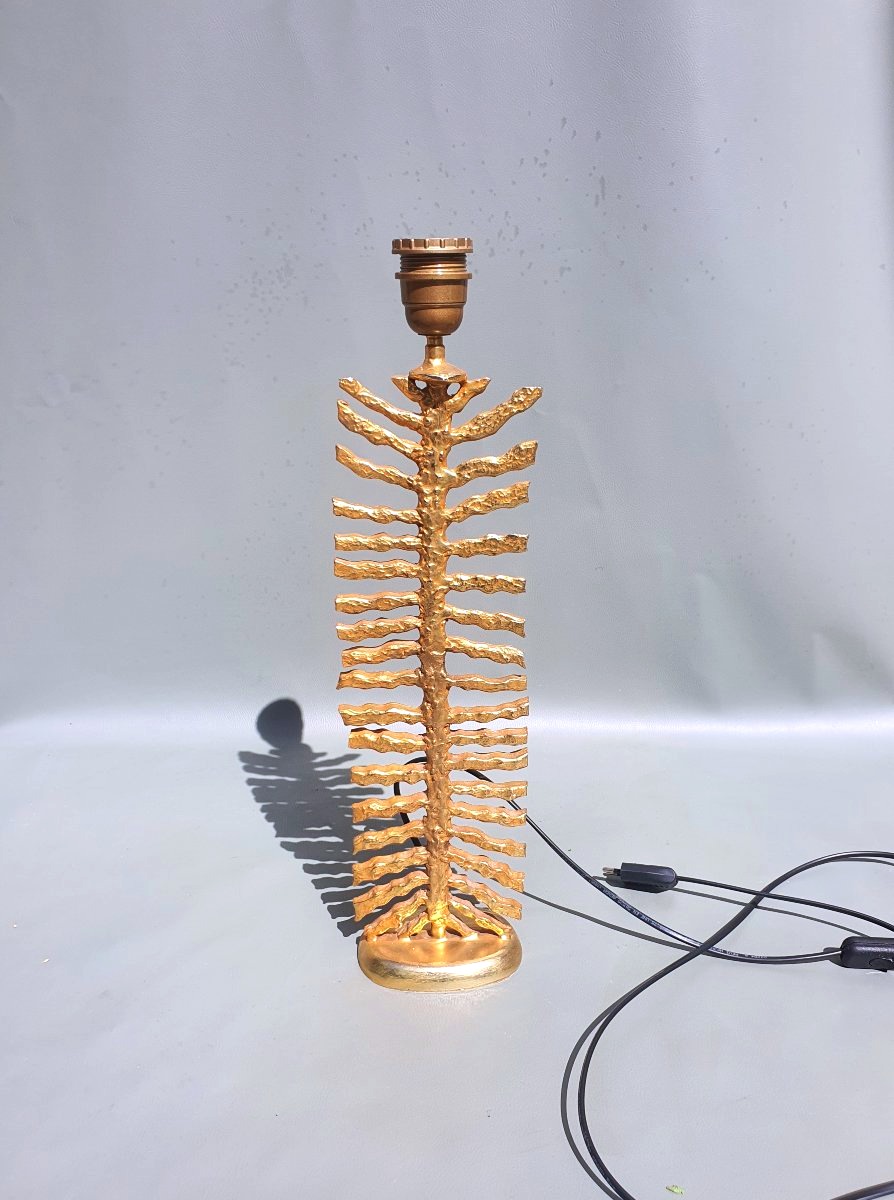 Golden Bronze Fern Lamp, In The Style Of Galerneau Casenove Fondica.-photo-4