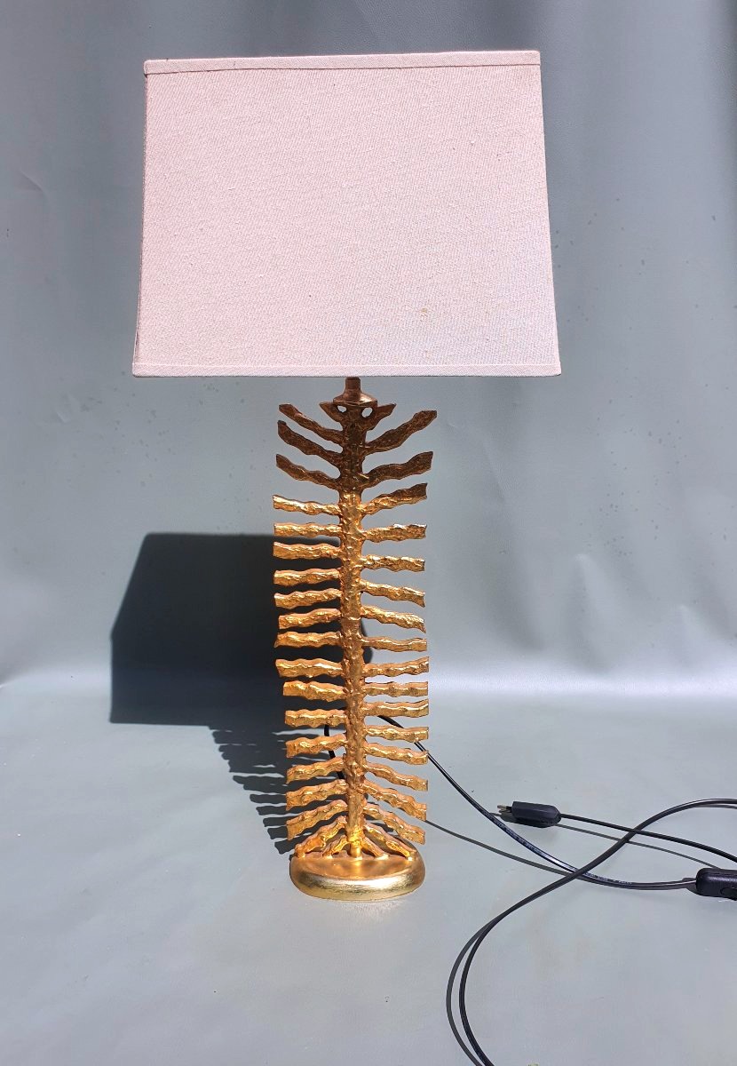 Golden Bronze Fern Lamp, In The Style Of Galerneau Casenove Fondica.