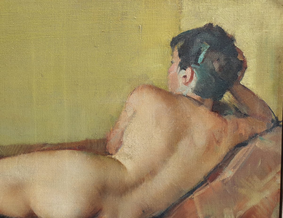 Art Deco Nude Painting By Alred Thessonnier-photo-2