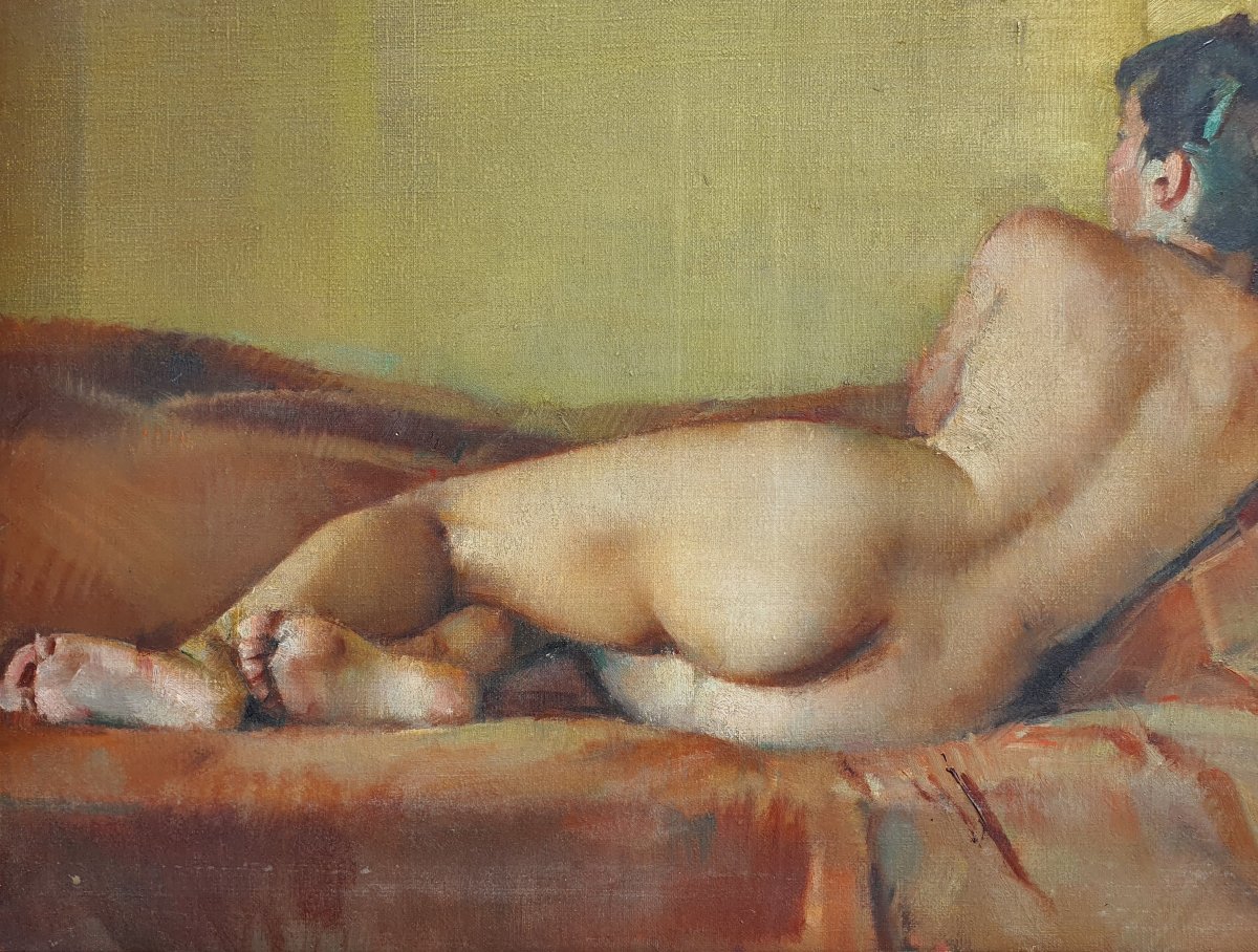 Art Deco Nude Painting By Alred Thessonnier-photo-3