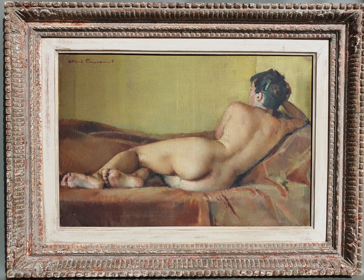 Art Deco Nude Painting By Alred Thessonnier-photo-4