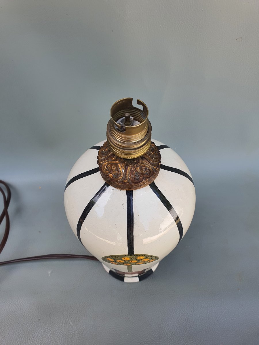 Art Deco Lamp, Jules Verlingue, Desvres Quimper. -photo-2