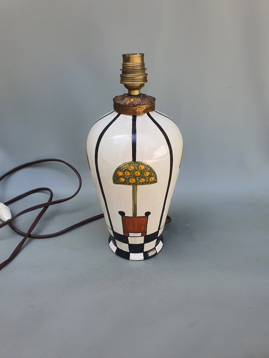 Art Deco Lamp, Jules Verlingue, Desvres Quimper. -photo-4