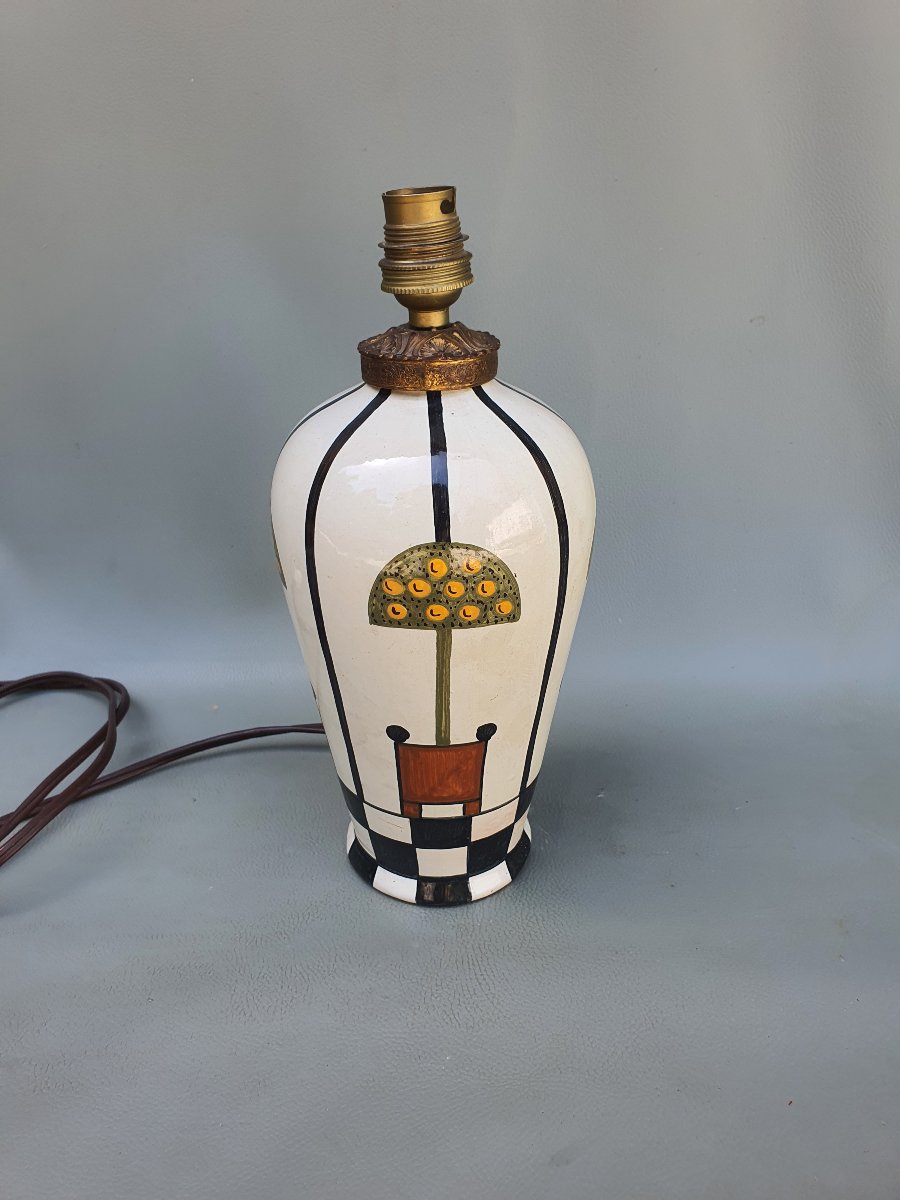 Art Deco Lamp, Jules Verlingue, Desvres Quimper. -photo-2
