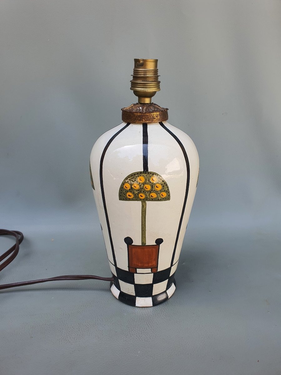 Art Deco Lamp, Jules Verlingue, Desvres Quimper. 