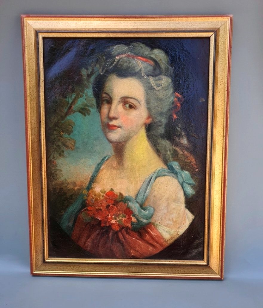 Tableau portrait XVIII siècle   jeune femme. 