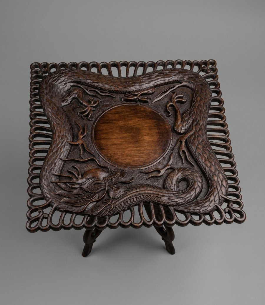 Carved Dragon Table From China Or Vietnam -photo-2