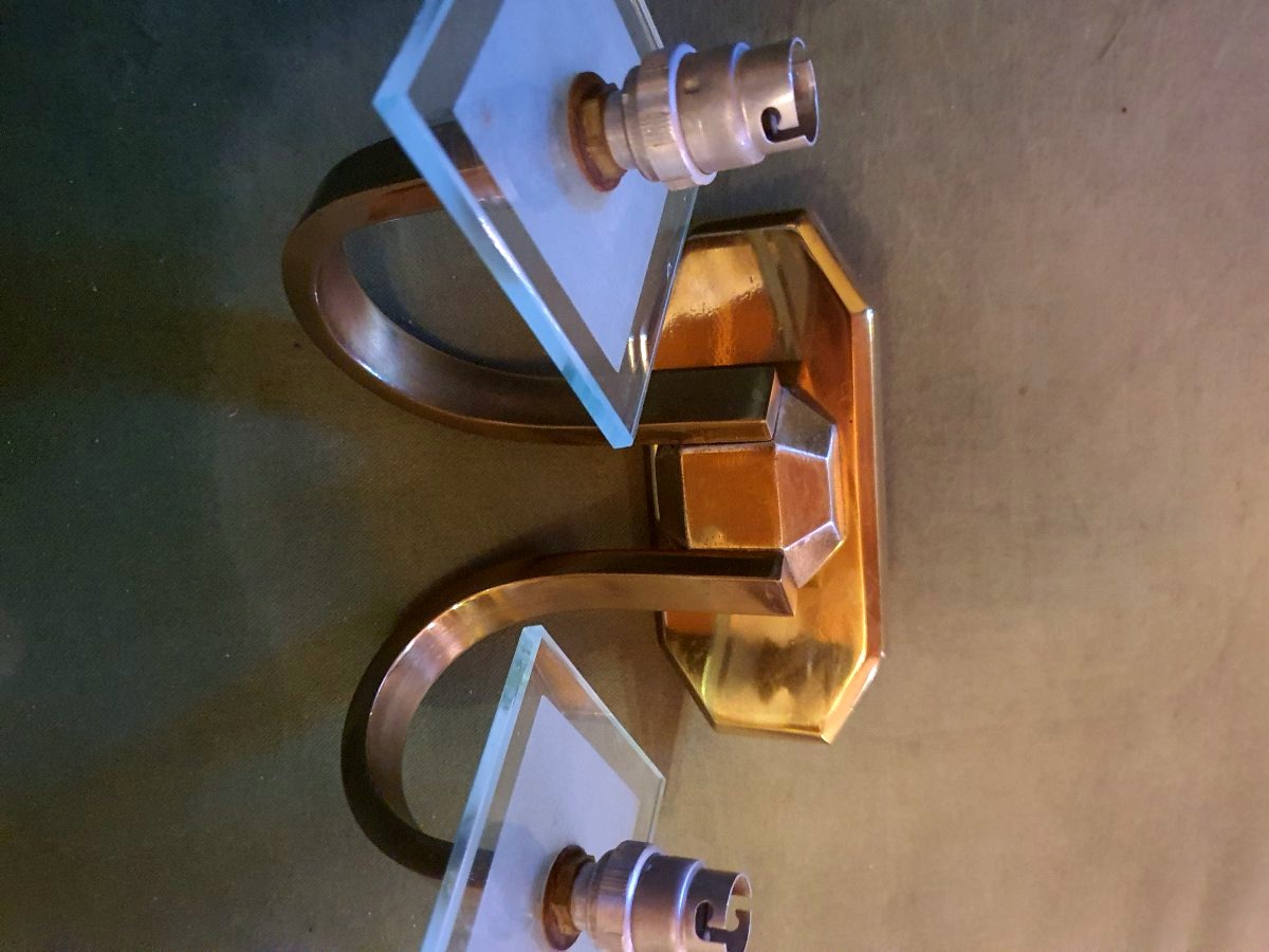 Paire appliques bronze art déco style Jacques Adnet. -photo-4
